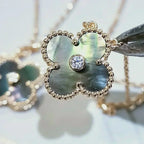 TimiCLOVER 15MM DIAMOND AND MOTHER-OF-GREY NECKLACE