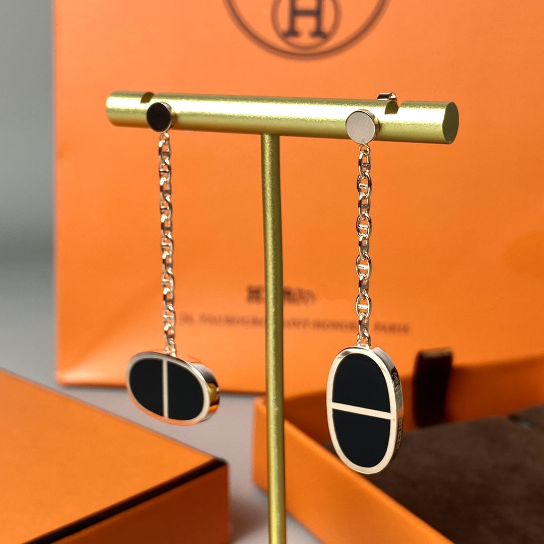 TimiCHAINE VERSO BLACK CERAMIC EARRINGS