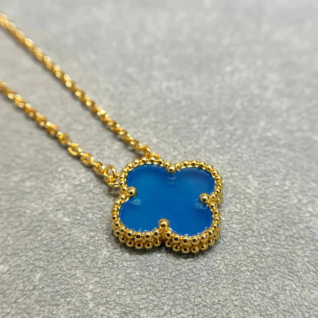TimiCLOVER 15MM BLUE AGATE NECKLACE