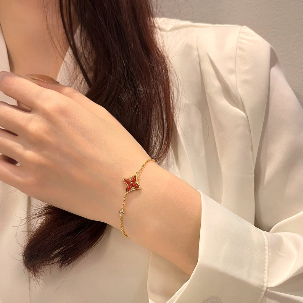 TimiCOLOR STAR CARNELIAN PINK GOLD DIAMOND BRACELET