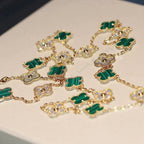 TimiCLOVER 20 MOTIFS MALACHITE DIAMOND NECKLACE