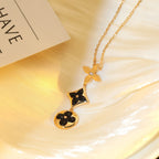 TimiSTAR AND SUN ONYX PINK GOLD NECKLACE