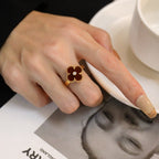 TimiCLOVER CARNELIAN RING ROSE GOLD DIAMOND