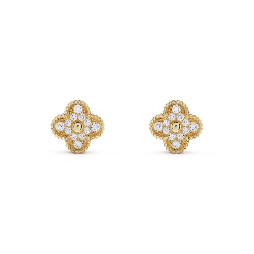 TimiCLOVER MEDIUM 1 MOTIFS FUll DIAMOND EARRINGS