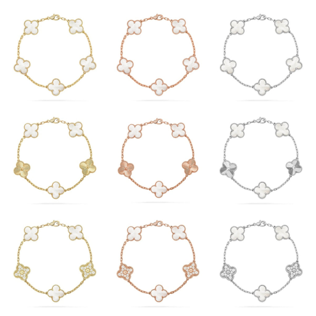 [Timi]New CLOVER WHITE PEARL MOP 5 MOTIF BRACELET COLLECTION