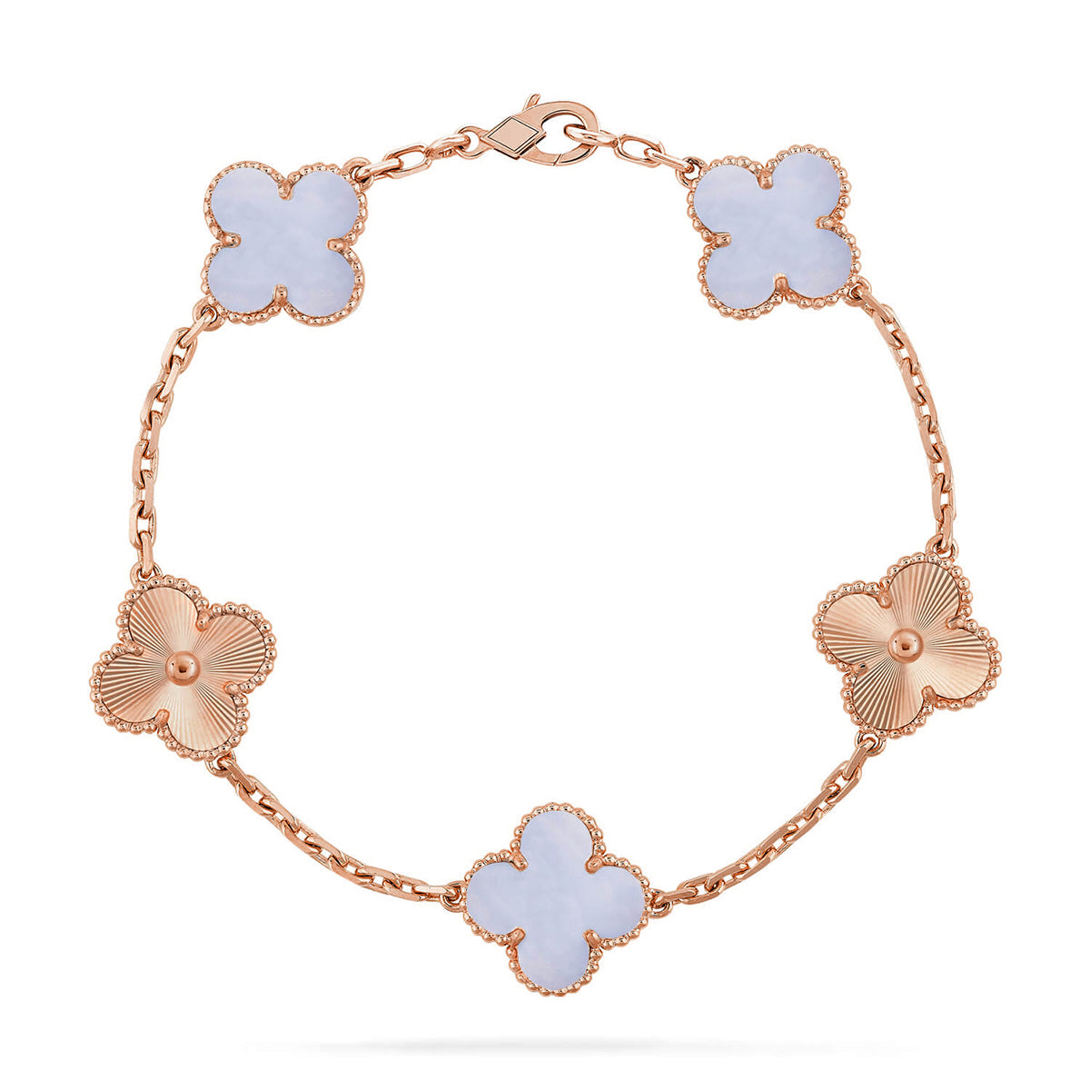 [Timi]New  CLOVER 5 MOTIF PURPLE CHALCEDONY BRACELET COLLECTION