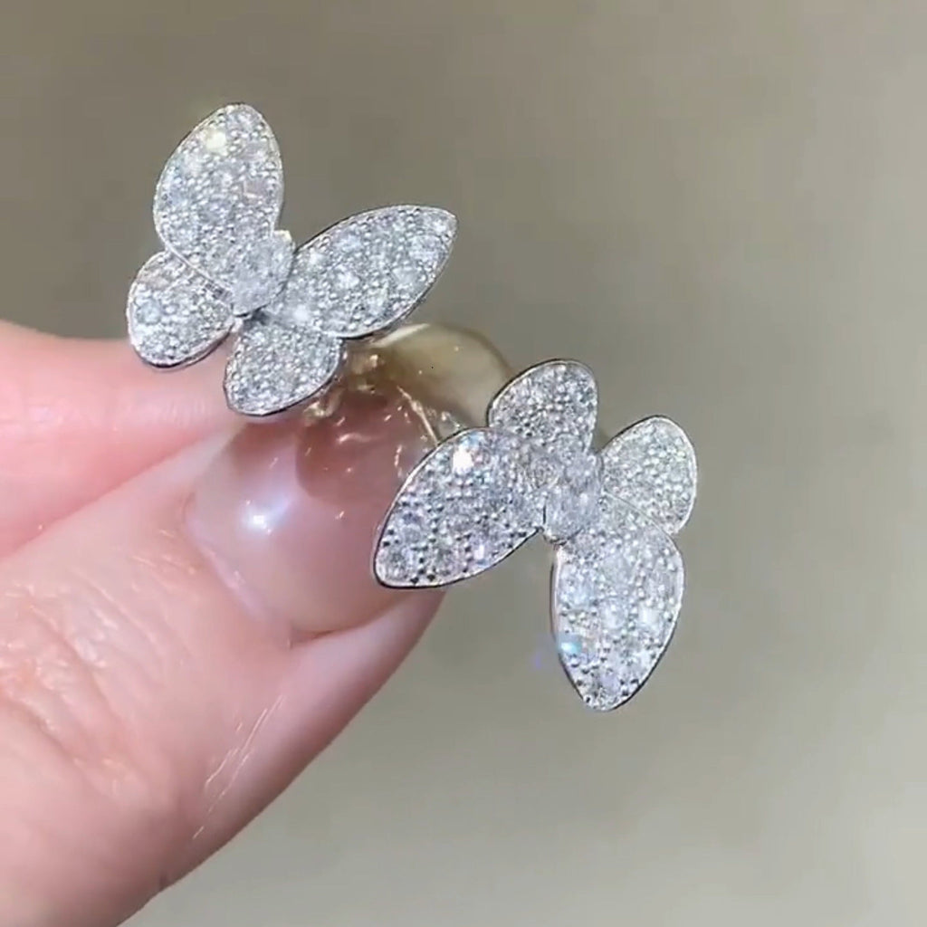 ¡®Timi¡¯TWIN SILVER BUTTERFLY DIAMOND RING