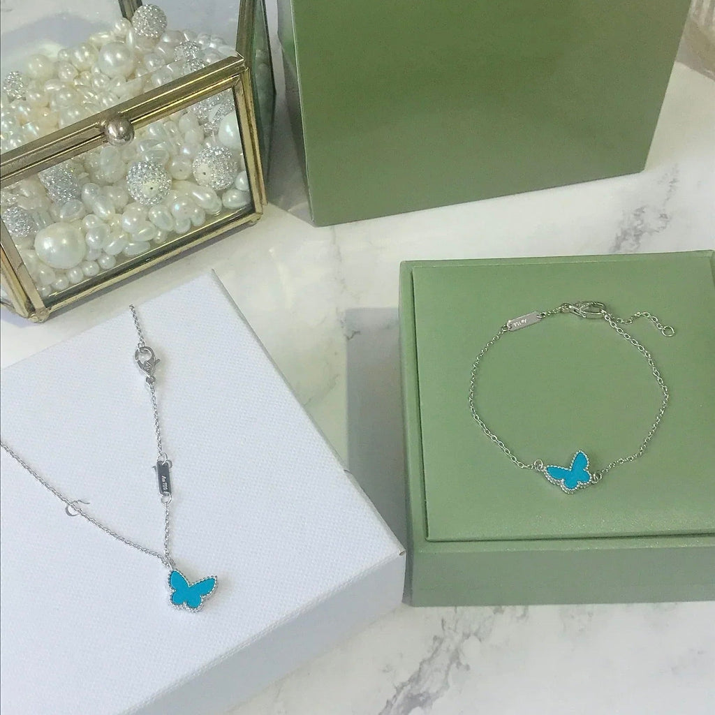 ¡®Timi¡¯BUTTERFLY TURQUOISE BUTTERFLY BRACELET SILVER