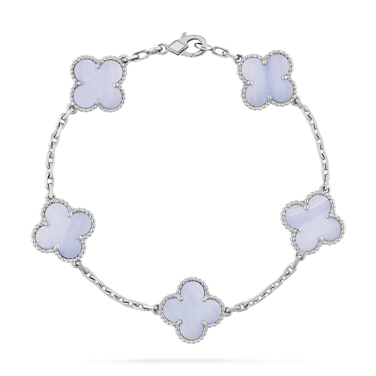 [Timi]New  CLOVER 5 MOTIF PURPLE CHALCEDONY BRACELET COLLECTION