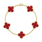 [Timi]New  CLOVER 5 MOTIF RED CORNELIAN BRACELET COLLECTION