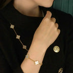 [Timi]New CLOVER WHITE PEARL MOP 5 MOTIF BRACELET COLLECTION