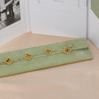 [Timi]New  CLOVER 5 MOTIFS TIGER EYE BRACELET COLLECTION