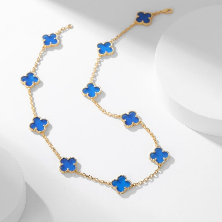 TimiCLOVER 10 MOTIFS BLUE AGATE NECKLACE