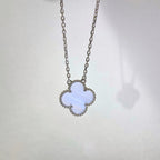 TimiCLOVER 15MM BLUE CHALCEDONY NECKLACE SILVER