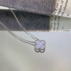 TimiCLOVER 15MM BLUE CHALCEDONY NECKLACE SILVER