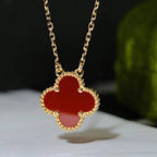 TimiCLOVER 15MM CARNELIAN SINGLE FLOWER NECKLACE