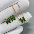 TimiPOP H GREEN NECKLACE SILVER AND GOLD