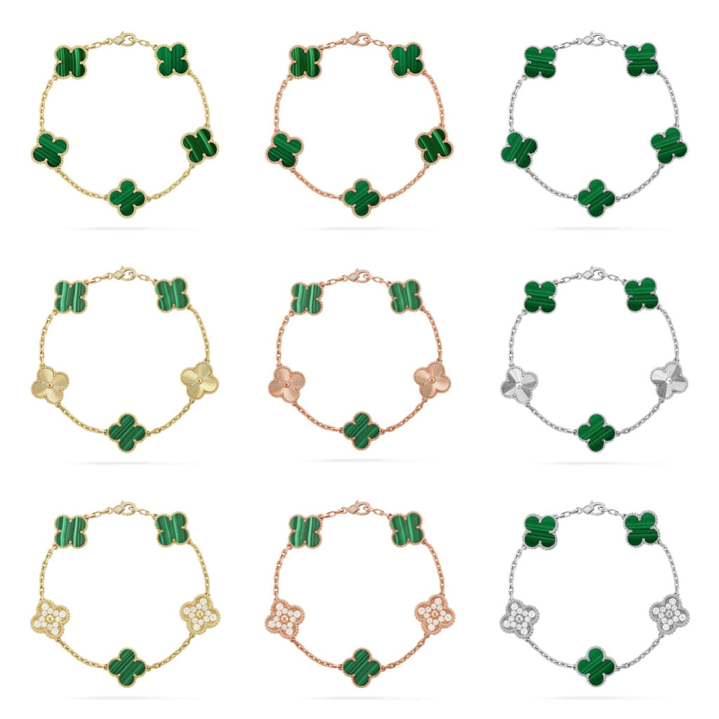 [Timi]New  CLOVER 5 MOTIF MALACHITE BRACELET COLLECTION