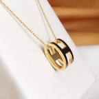 TimiHM CLIC BLACK ENAMEL GOLD NECKLACE