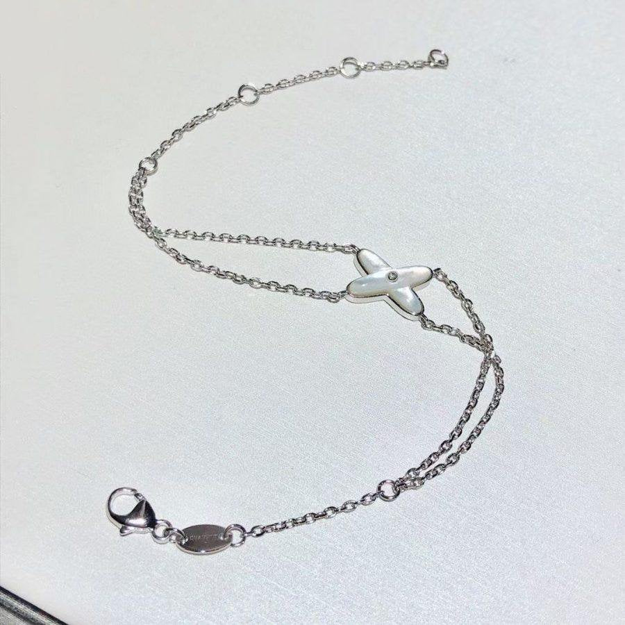 TimiJEUX BRACELET WHITE MOP SILVER 1 DIAMOND