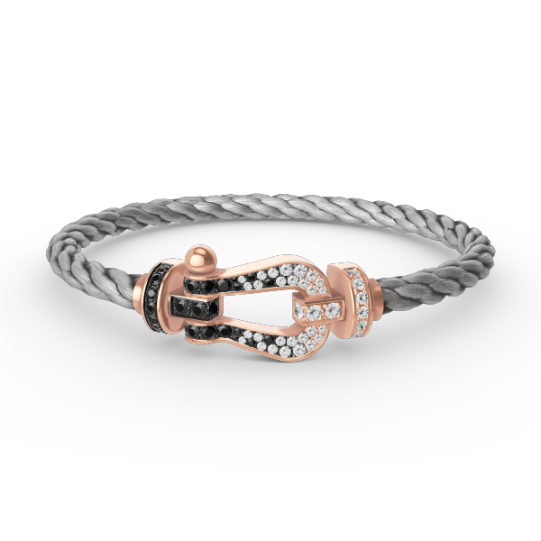 TimiFORCE LARGE HORSESHOE BLACK WHITE DIAMOND BRACELET ROSE GOLD