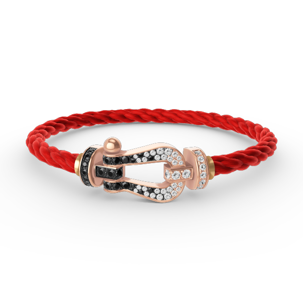 TimiFORCE LARGE HORSESHOE BLACK WHITE DIAMOND BRACELET ROSE GOLD