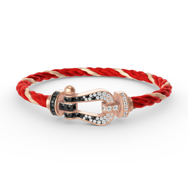 TimiFORCE LARGE HORSESHOE BLACK WHITE DIAMOND BRACELET ROSE GOLD