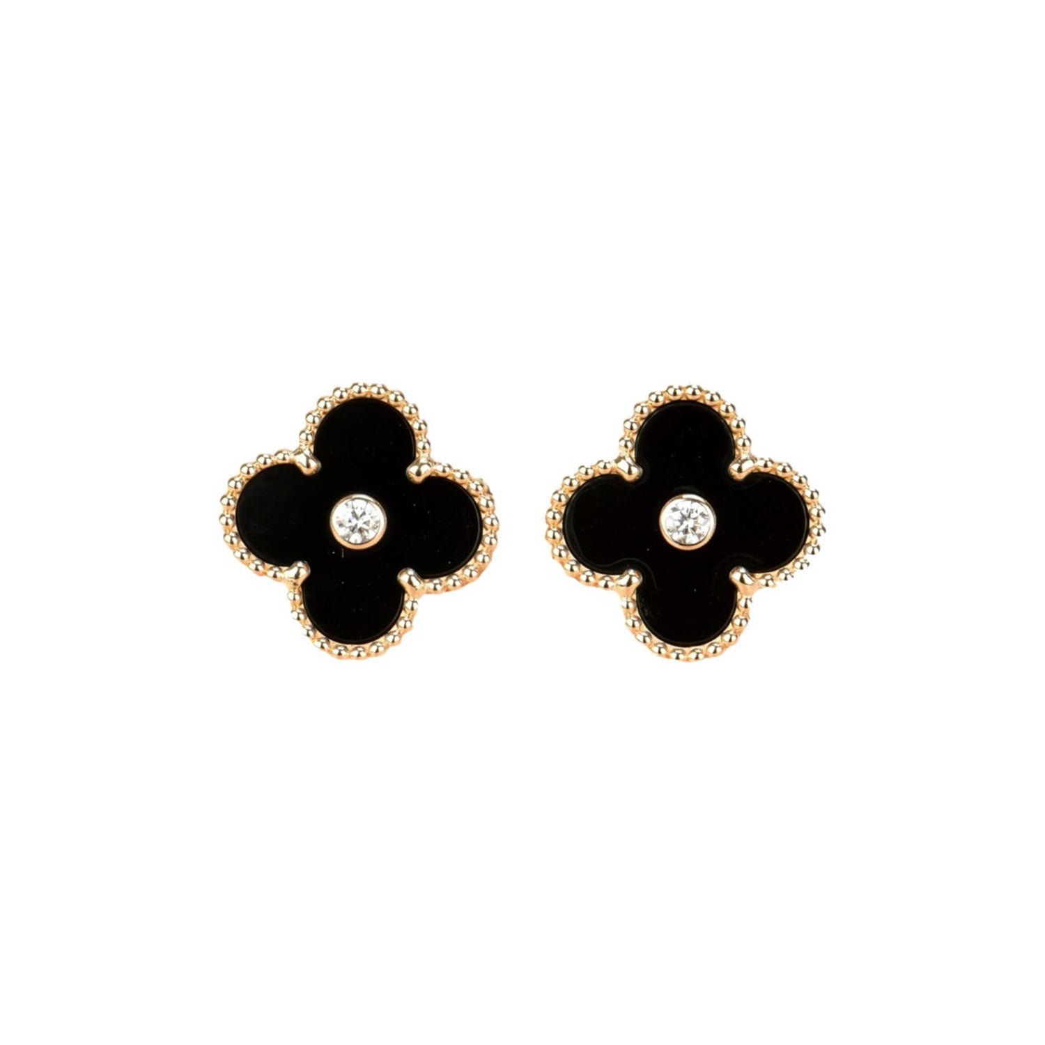 TimiCLOVER MEDIUM 1 MOTIFS ONYX DIAMOND EARRINGS