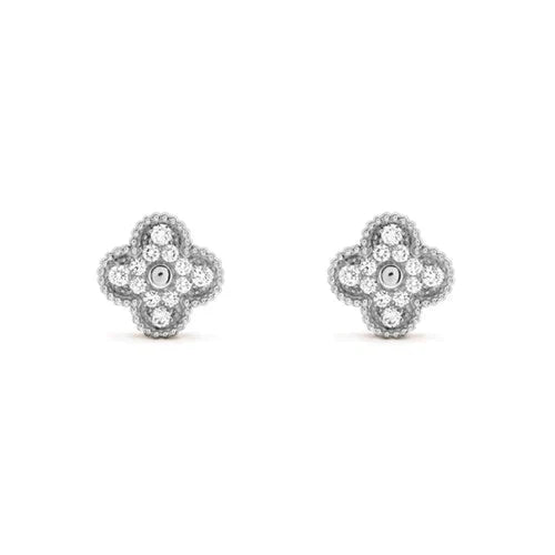TimiCLOVER 1 MOTIFS DIAMOND STUD EARRINGS SILVER