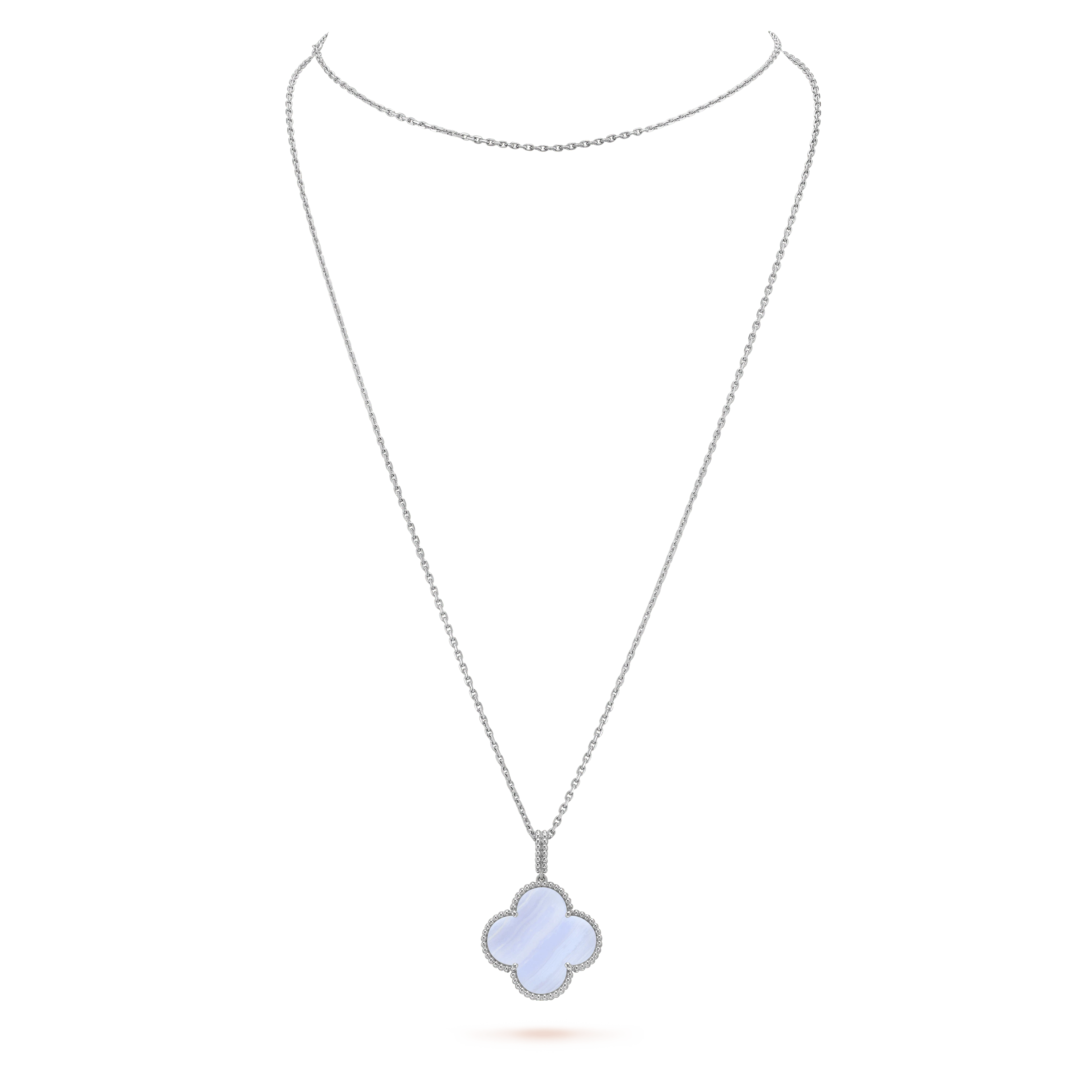 TimiCLOVER SILVER CHALCEDONY BIG CLOVER NECKLACE