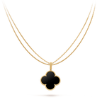TimiCLOVER 25MM GOLD ONYX BIG CLOVER NECKLACE